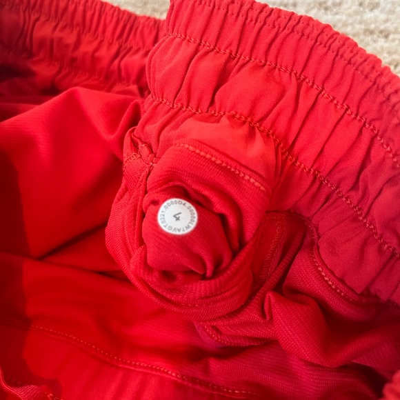 carnation red lululemon shorts, size 4, 4 inch, low rise, very good condition - Picture 5 of 5